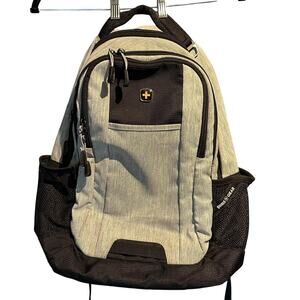 Swiss Gear Backpack Grey Black Pockets straps padded laptop and tablet pockets